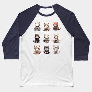 Angsty Samurai Kitten Crew Design Baseball T-Shirt